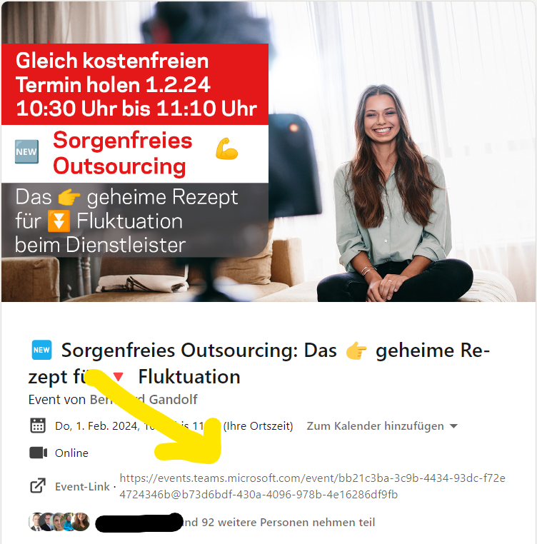 Große Resonanz: 93 Teilnehmeranmeldungen Geheimes Rezept am 01.02.2024 Webinar - Schluss mit hoher Fluktuation und endlich sorgenfreies Outsourcing genießen