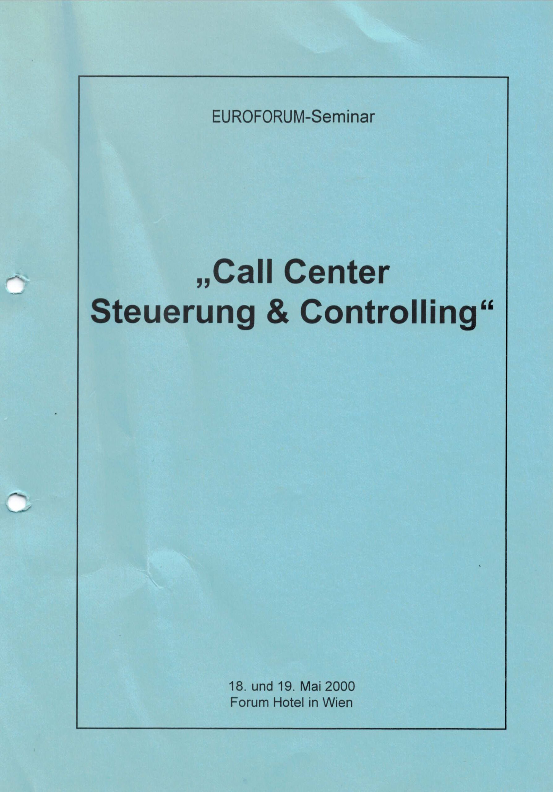 Unterlagen von einem Vortrag von mir aus dem Jahr 2000 - Schon damals ein Problem: Fluktuation beimm Dienstleister